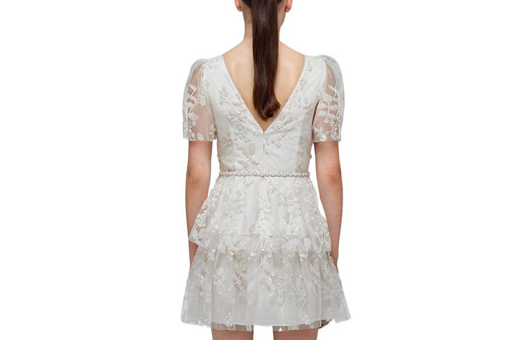 (Women) Self-Portrait SS22  Lace Embroidered Short Sleeve White Dress SWF332Y19200 圖 3