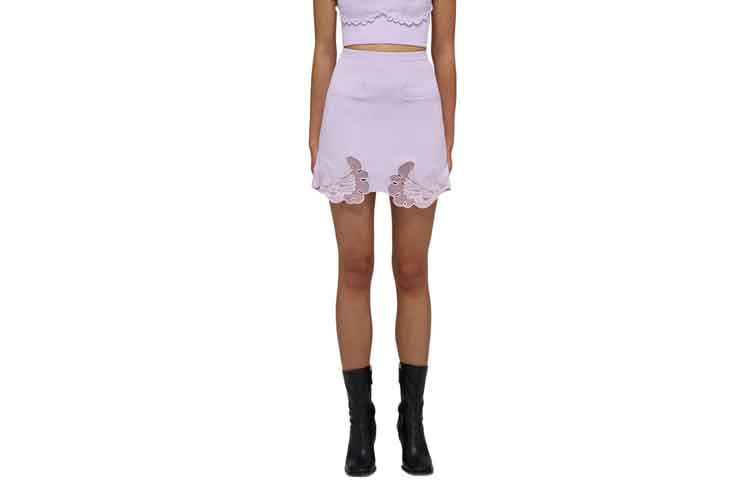 Order (W) Self-Portrait SS22 紫丁香蕾絲高腰針織迷你裙 SWF332M07800