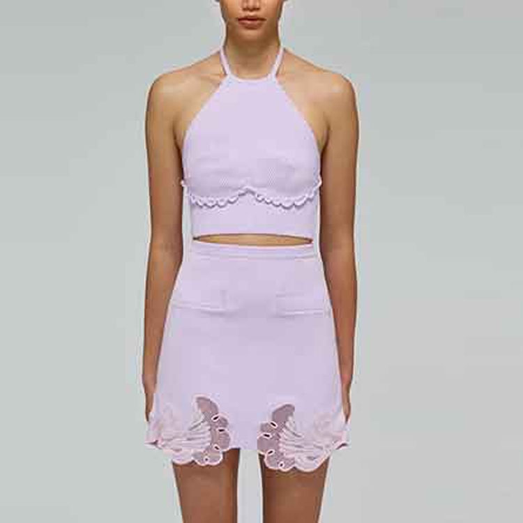 Purchase (W) Self-Portrait SS22 紫丁香蕾絲高腰針織迷你裙 SWF332M07800