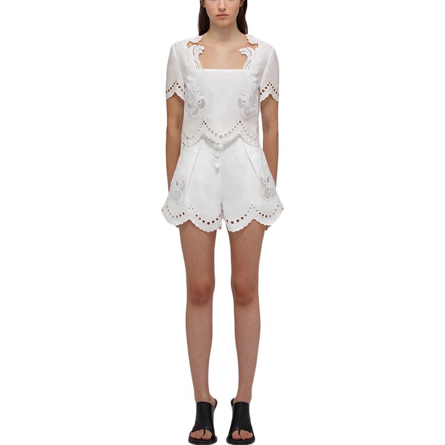 Purchase (W) Self-Portrait SS22 白色蕾絲飾邊休閒短褲. SWF332K01200