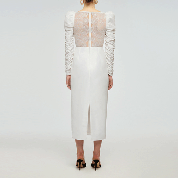 (Women) Self-Portrait SS22  White Ruched Slim Fit French Long Sleeve Dress SWF331Y07700 圖 4