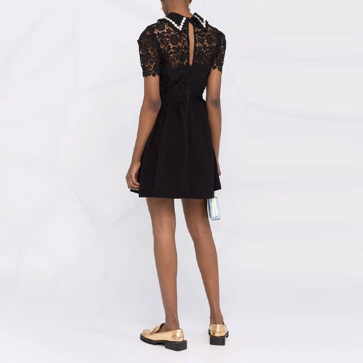 (Women) Self-Portrait SS22 Black Lace Short-Sleeve Dress with Crystal Embellishments Women RS22-034 圖 4