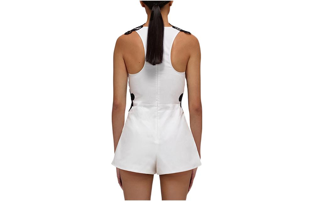 Lookbook (W) Self-Portrait SS22 Romper Wanita Putih Renda Crocheted Panel. SWF332K01300