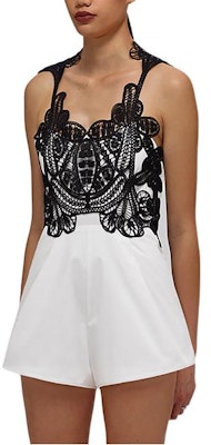 (W) Self-Portrait SS22 Romper Wanita Putih Renda Crocheted Panel. SWF332K01300 Shop (W) Self-Portrait SS22 Romper Wanita Putih Renda Crocheted Panel. SWF332K01300