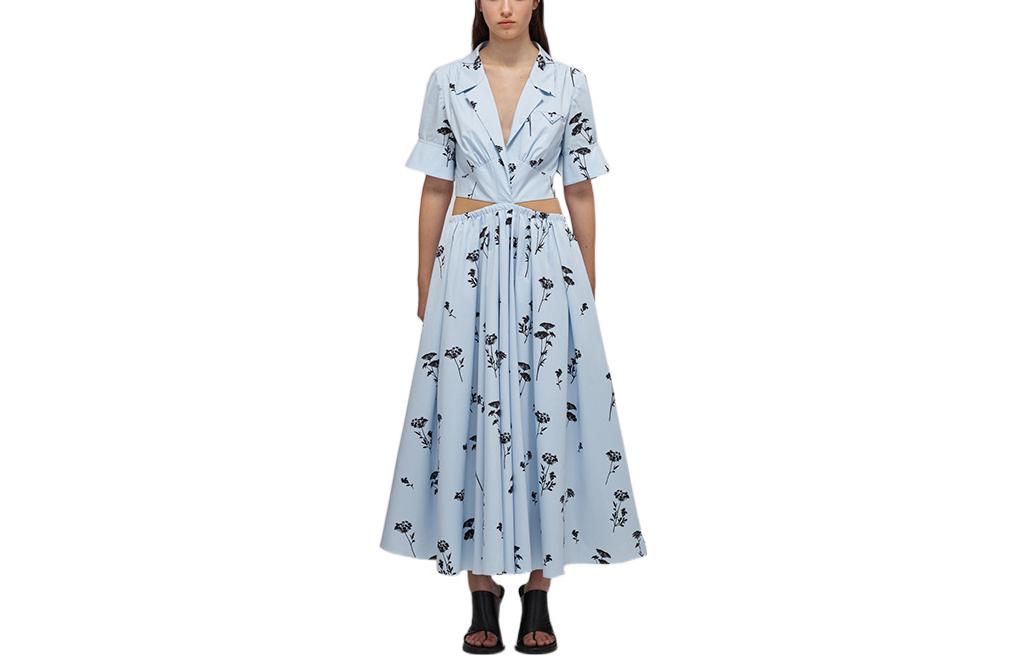 Order (W) Self-Portrait SS22 Vestido Midi Azul Floral con Corte Elegante y Ajuste Ceñido. SWF332Y12500