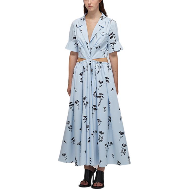 Shop (W) Self-Portrait SS22 Vestido Midi Azul Floral con Corte Elegante y Ajuste Ceñido. SWF332Y12500