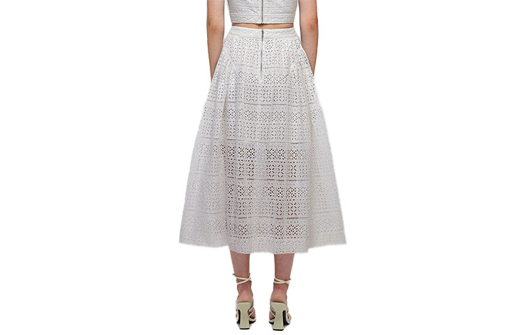 (Women) Self-Portrait SS22 High-Waist Floral Midi Skirt in Pure White for Women. SWF332Q01800 圖 3