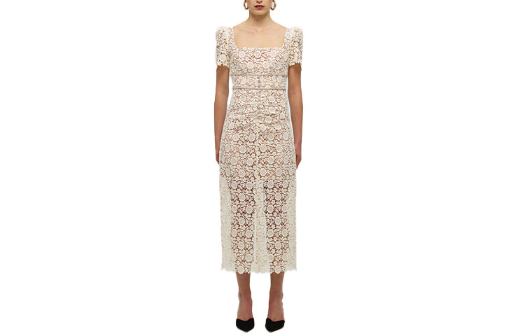 (Women) Self-Portrait SS22 Ivory Lace Square Neck Crystal Slim Long Dress Women. SWF331Y04900 圖 2