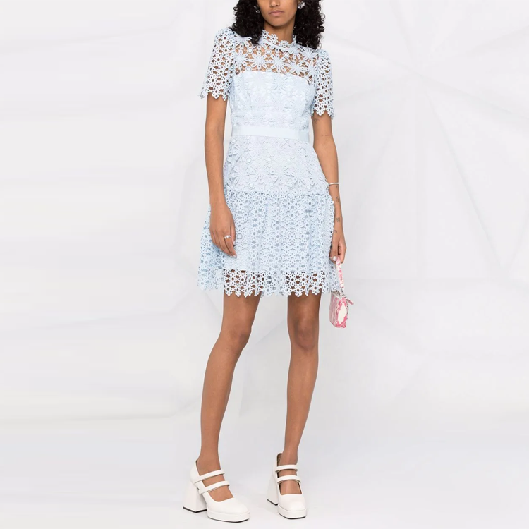 (Women) Self-Portrait SS22 Lace Mini Short-Sleeve Elegant Party Princess Dress for Women RS22129SLIGHTBLUE 圖 5