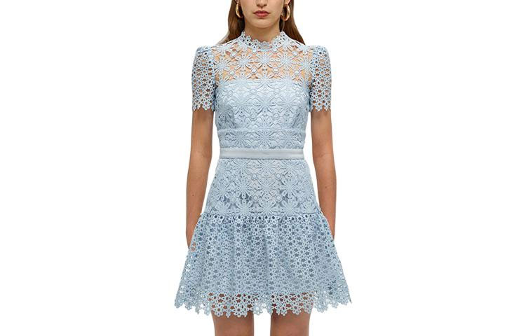 (Women) Self-Portrait SS22 Lace Princess Dress Short Sleeve Elegant Evening Gown for Women SWF331Y04600