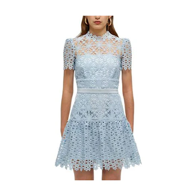 (Women) Self-Portrait SS22 Lace Princess Dress Short Sleeve Elegant Evening Gown for Women SWF331Y04600