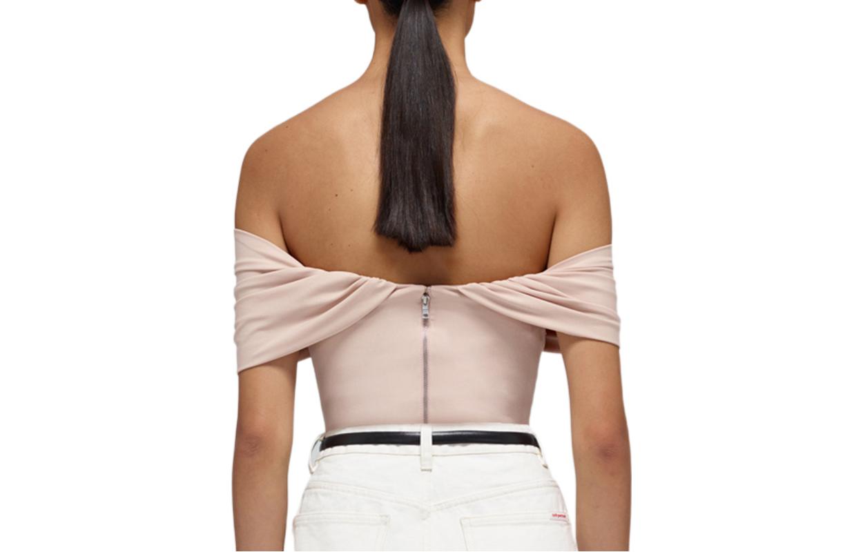 Lookbook (W) Self-Portrait SS22 一字領短袖T恤 淺棕色 SWF332C02000