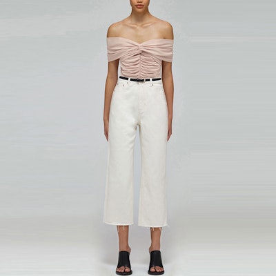 (W) Self-Portrait SS22 一字領短袖T恤 淺棕色 SWF332C02000 Shop (W) Self-Portrait SS22 一字領短袖T恤 淺棕色 SWF332C02000