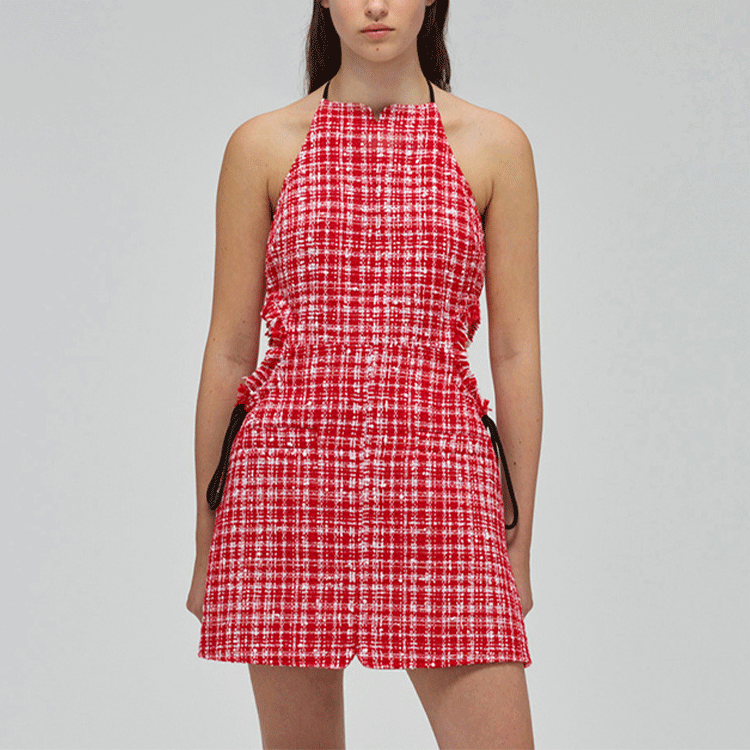 Shop (W) Self-Portrait SS22 粉色格紋露背中長洋裝 - 優雅修身公主風格 SWF332Y12200