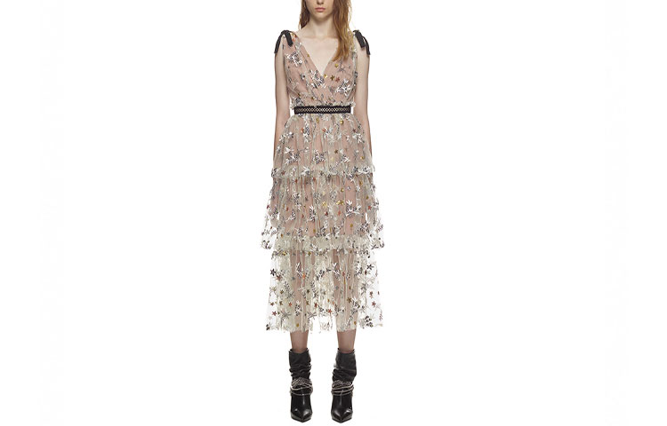 (Women) Self-Portrait SS22 Pink Sequin Floral V-Neck Sleeveless Gown Dress for Women SWF325Y16400 圖 2