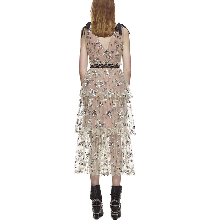 (Women) Self-Portrait SS22 Pink Sequin Floral V-Neck Sleeveless Gown Dress for Women SWF325Y16400 圖 5