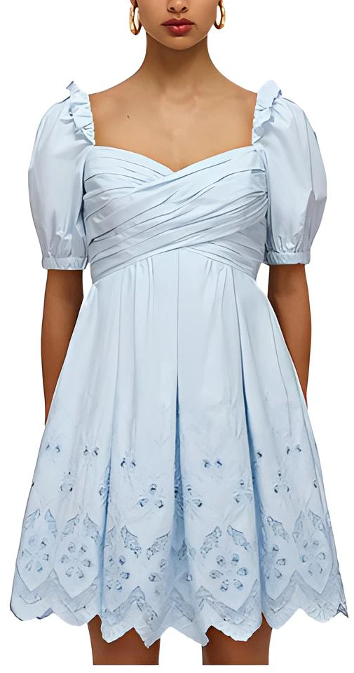 women-self-portrait-ss-22-pleated-a-line-short-sleeve-dress-sky-blue-swf-331-y05500