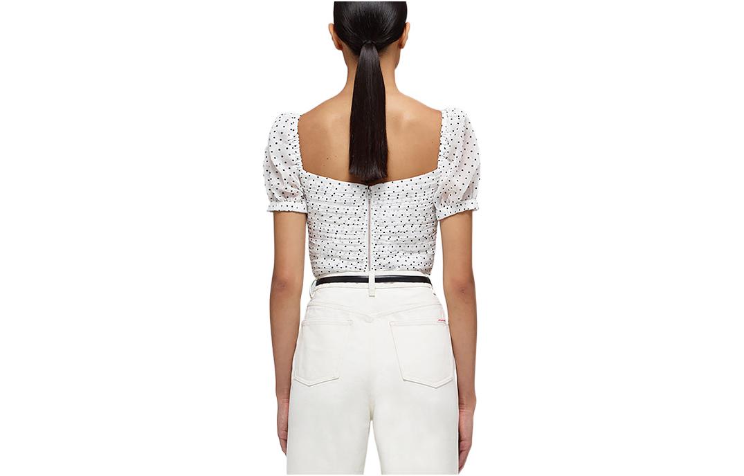 Lookbook (W) Camisa Blanca Self-Portrait SS22 de Lunares con Mangas Abullonadas SWF332C02600