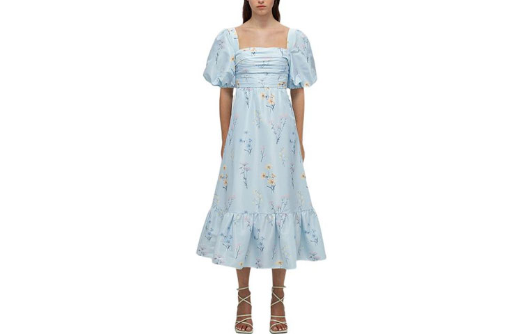 (Women) Self-Portrait SS22 Puff Sleeve Floral Maxi Dress for Women in Blue. SWF332Y17400 圖 2