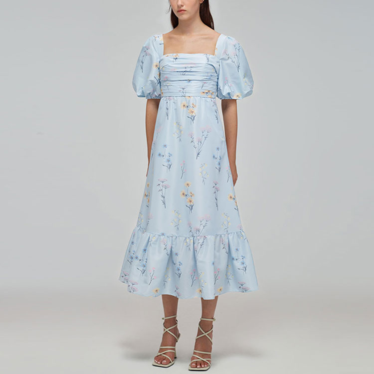 (Women) Self-Portrait SS22 Puff Sleeve Floral Maxi Dress for Women in Blue. SWF332Y17400 圖 4