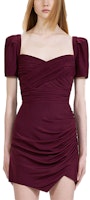 (Women) Self-Portrait SS22 Ruched Square Neck Bridesmaid Dress in Deep Wine Red - SWF334Y13700 (Women) Self-Portrait SS22 Ruched Square Neck Bridesmaid Dress in Deep Wine Red - SWF334Y13700