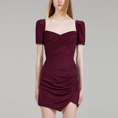 (W) Self-Portrait SS22 Gaun Bridesmaid Leher Empat Segi Warna Merah Wain. SWF334Y13700 Shop (W) Self-Portrait SS22 Gaun Bridesmaid Leher Empat Segi Warna Merah Wain. SWF334Y13700