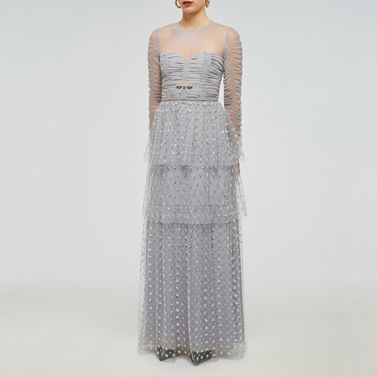 (Women) Self-Portrait SS22 Sequin Tulle Long Sleeve Evening Gown Party Dress - . SWF331Y07400 圖 4