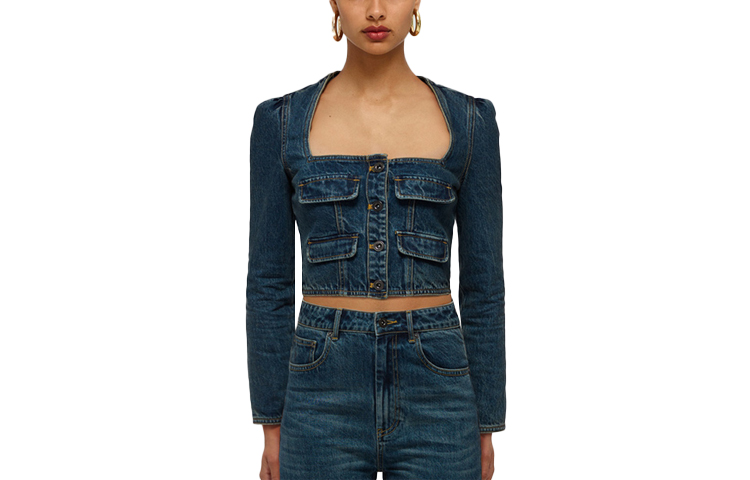 Order (W) Self-Portrait SS22 方領口袋牛仔外套 女款 藍色 SWF331C01600