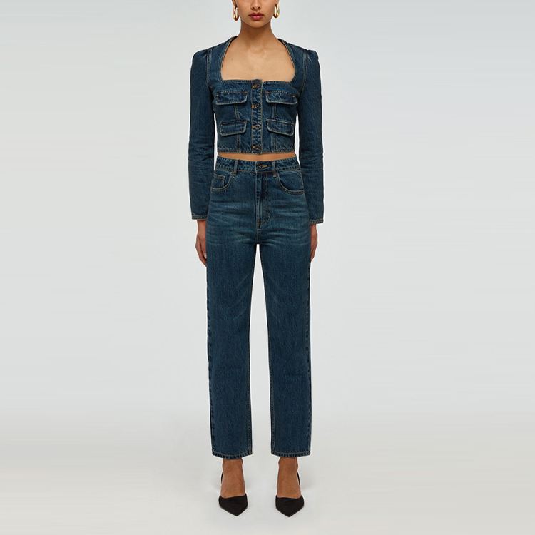 Shop (W) Self-Portrait SS22 方領口袋牛仔外套 女款 藍色 SWF331C01600