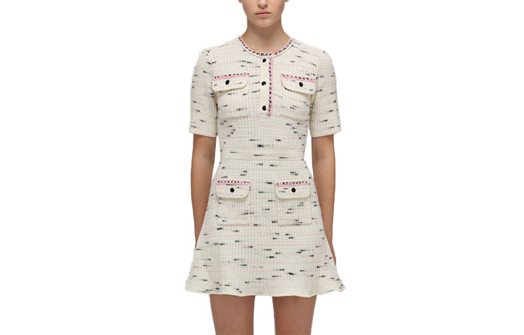 (Women) Self-Portrait SS22 Striped Knit Ruffle Elegant Princess White Dress for Women. SWF332M07400 圖 2