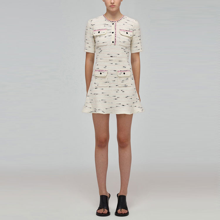 (Women) Self-Portrait SS22 Striped Knit Ruffle Elegant Princess White Dress for Women. SWF332M07400 圖 4