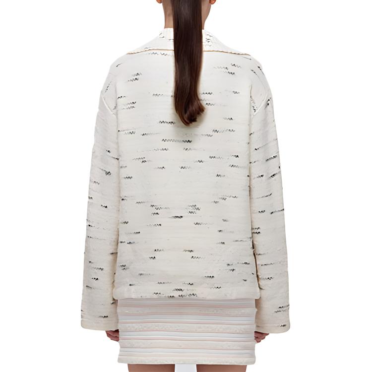 Lookbook (W) Self-Portrait SS22 條紋V領長袖針織毛衣 女士 米色 SWF332M07600