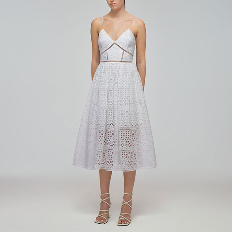 Shop (W) Self-Portrait SS22白色花卉幾何蕾絲無袖中長裙 女裝 SWF332Y20900