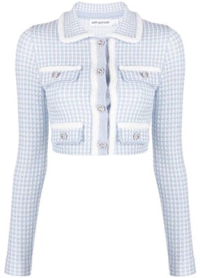 (W) Self-Portrait SS23 Top Corto de Punto con Manga Larga Azul Claro SS23046JBL Order (W) Self-Portrait SS23 Top Corto de Punto con Manga Larga Azul Claro SS23046JBL