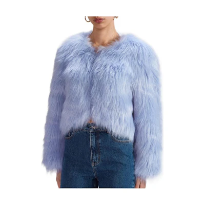 (Women) Self-Portrait SS23 Cropped Long Sleeve Jacket Misty Blue. SWF334D00600