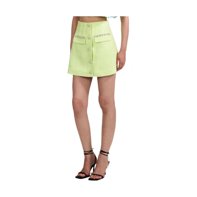 (Women) Self-Portrait SS23 Embellished A-Line Button-Up Casual Skirt. SWF342Q01300