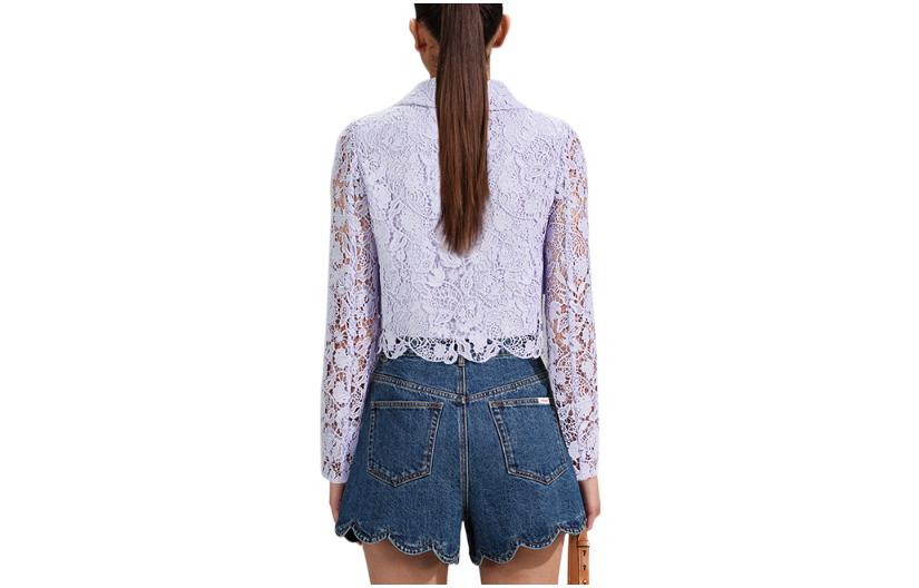 Lookbook (W) Self-Portrait SS23 紫丁香紫色蕾絲蝴蝶結襯衫 SWF341T00200