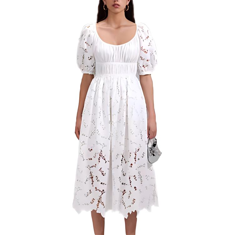 (Women) Self-Portrait SS23  Puff Sleeve Short Dress White. SWF341Y06000