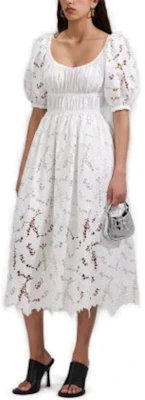 (W) Vestido Corto Blanco Self-Portrait SS23 con Mangas Abullonadas. SWF341Y06000 Sizing (W) Vestido Corto Blanco Self-Portrait SS23 con Mangas Abullonadas. SWF341Y06000