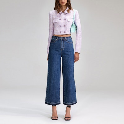 (W) Self-Portrait SS23 紫色短版粗花呢西裝外套長袖夹克 SWF342T01000 Lookbook (W) Self-Portrait SS23 紫色短版粗花呢西裝外套長袖夹克 SWF342T01000