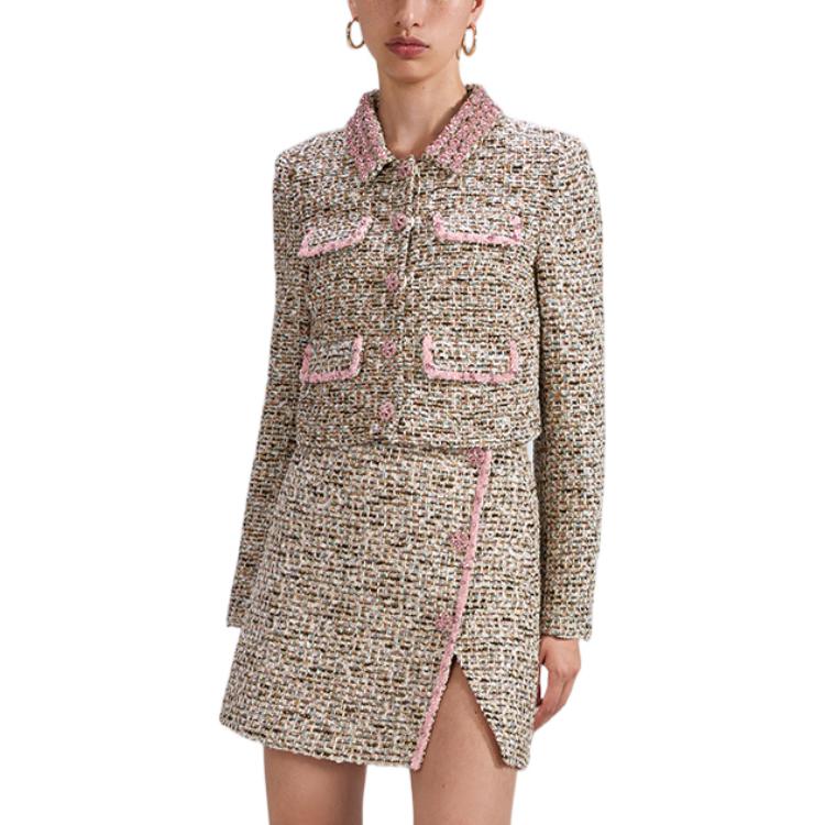 (Women) Self-Portrait SS23  Tweed Coat with Contrast Trim in Gray/Red Pink. SWF341T00800 圖 5
