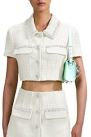 (Women) Self-Portrait SS23 White Cropped Jacket with Embellished Details. SWF342C04400 (Women) Self-Portrait SS23 White Cropped Jacket with Embellished Details. SWF342C04400