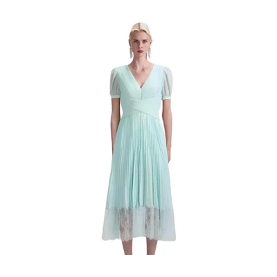 (Women) Self-Portrait SS23 Elegant Lace Short Sleeve Evening Party Dress for Women. SWF343Y04600