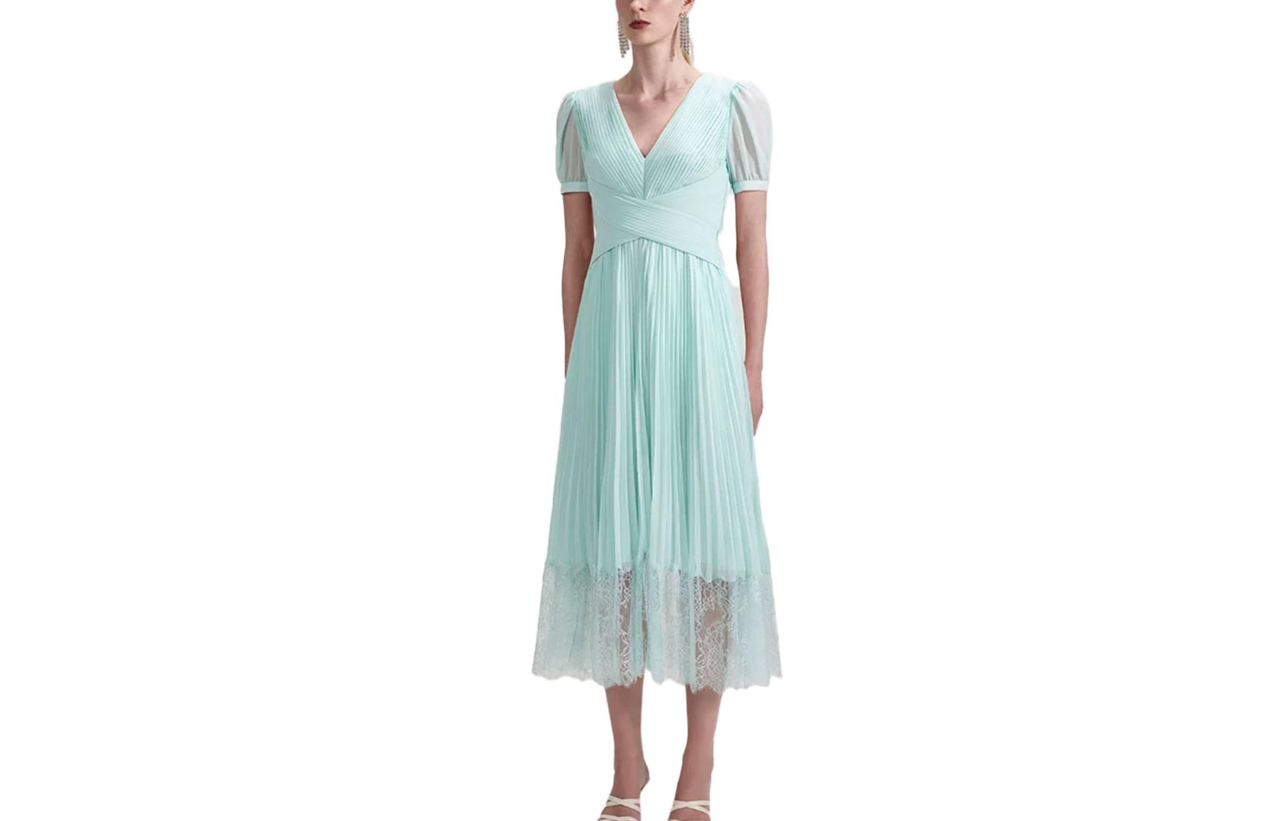 (Women) Self-Portrait SS23 Elegant Lace Short Sleeve Evening Party Dress for Women. SWF343Y04600 圖 2