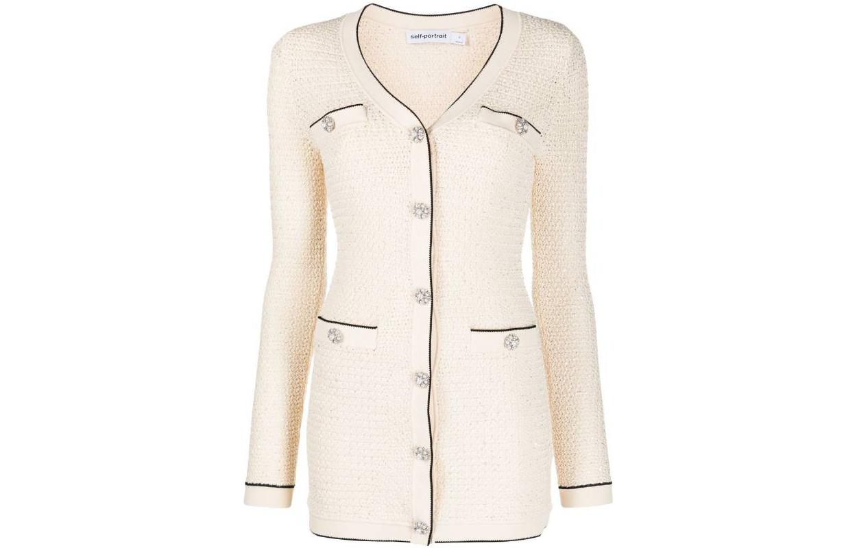 Order (W) Self-Portrait SS23 法式條紋扣子優雅長袖連衣裙 女士 SWF341M03100004