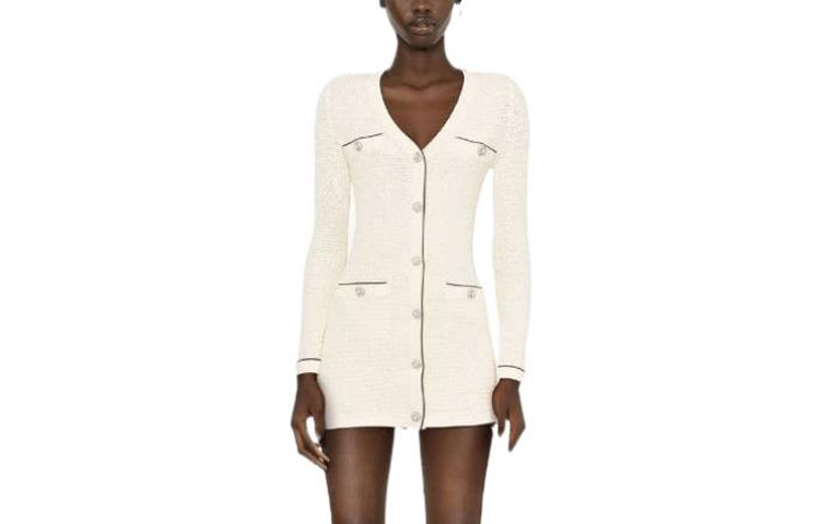 Lookbook (W) Self-Portrait SS23 法式條紋扣子優雅長袖連衣裙 女士 SWF341M03100004