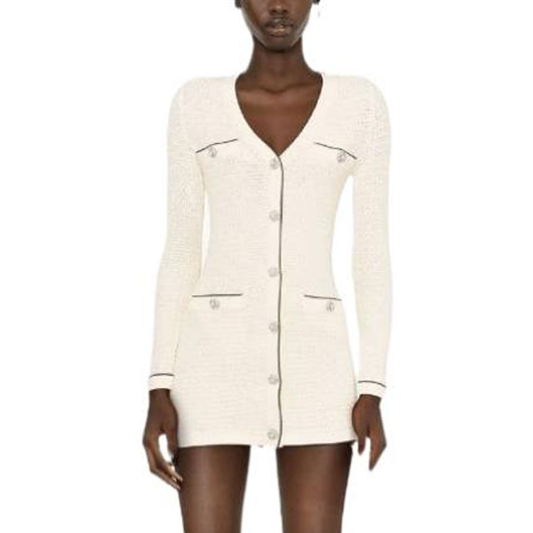 Purchase (W) Self-Portrait SS23 法式條紋扣子優雅長袖連衣裙 女士 SWF341M03100004