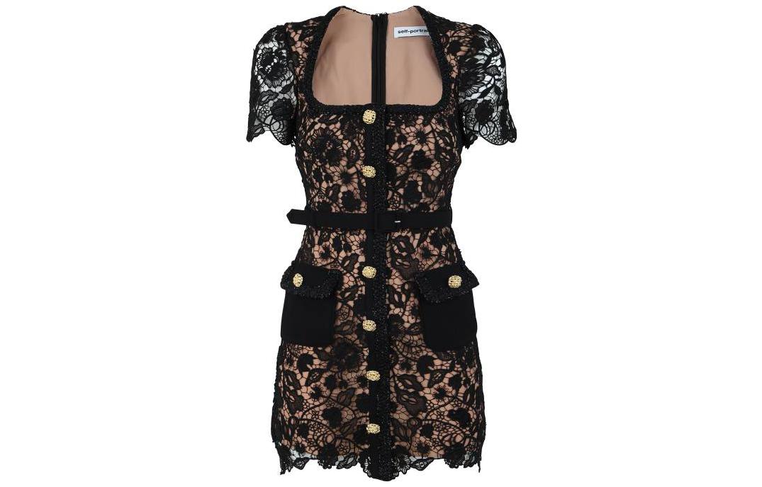 (Women) Self-Portrait SS23 Lace Corset French Chic Slim Fit Mini Dress -  Black SWF341Y02500