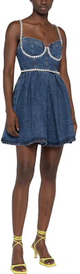 (W) Self-Portrait SS23 海军蓝水钻牛仔无袖V领修身连衣裙. SWF343Y11900574 Shop (W) Self-Portrait SS23 海军蓝水钻牛仔无袖V领修身连衣裙. SWF343Y11900574