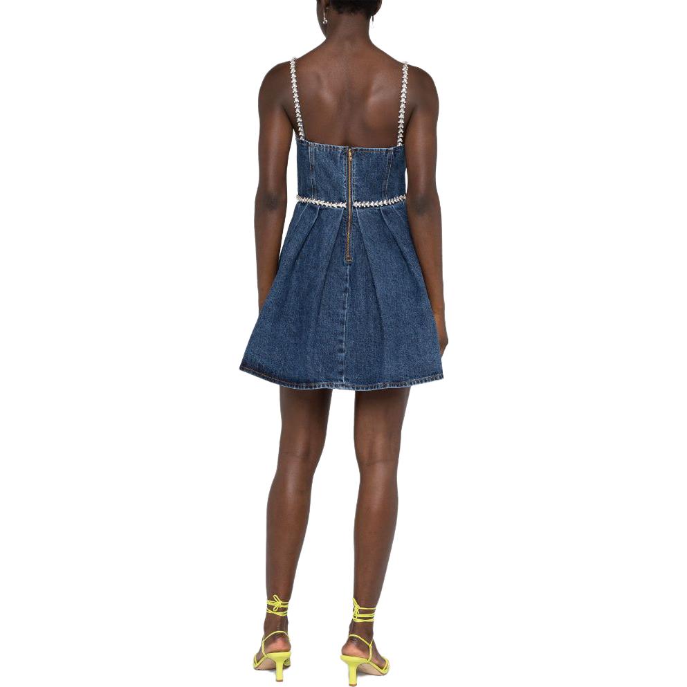 Purchase (W) Self-Portrait SS23 海军蓝水钻牛仔无袖V领修身连衣裙. SWF343Y11900574